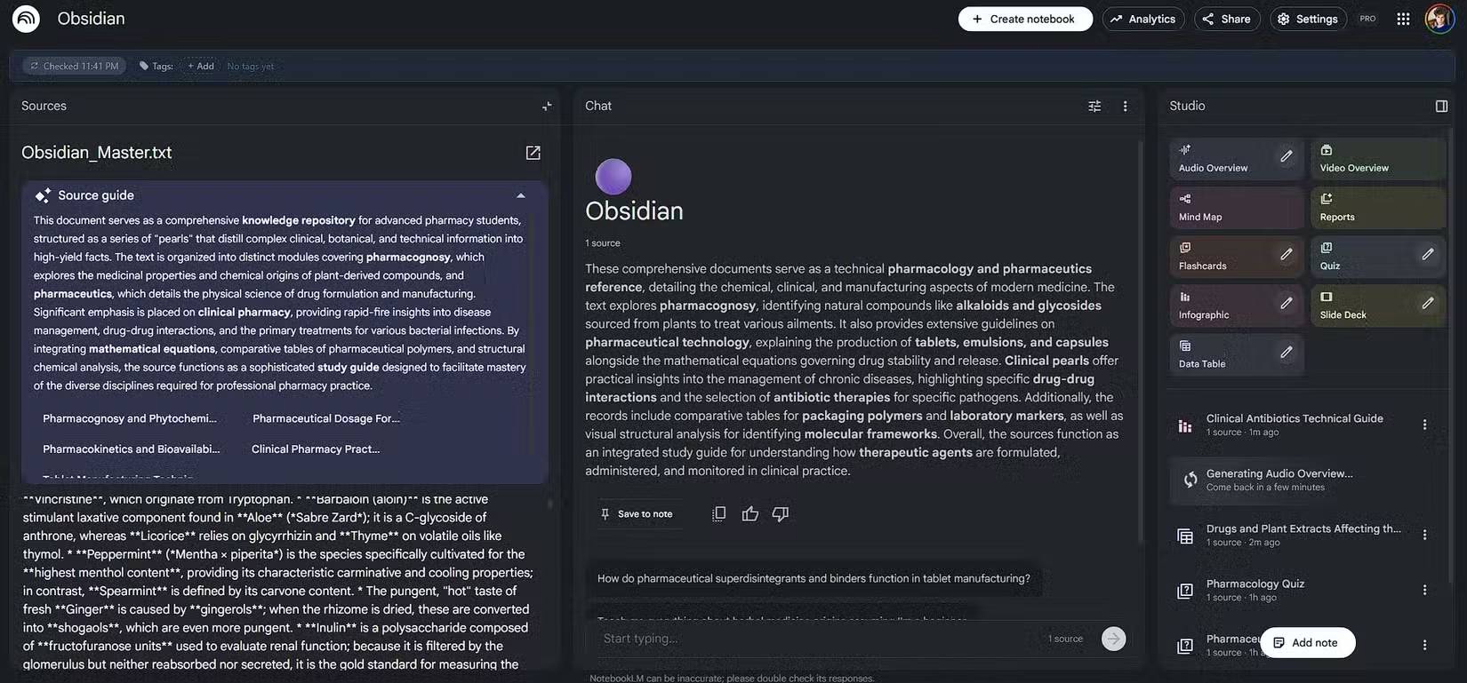 Một file văn bản chính trong NotebookLM chứa tất cả các ghi chú đã được hợp nhất
