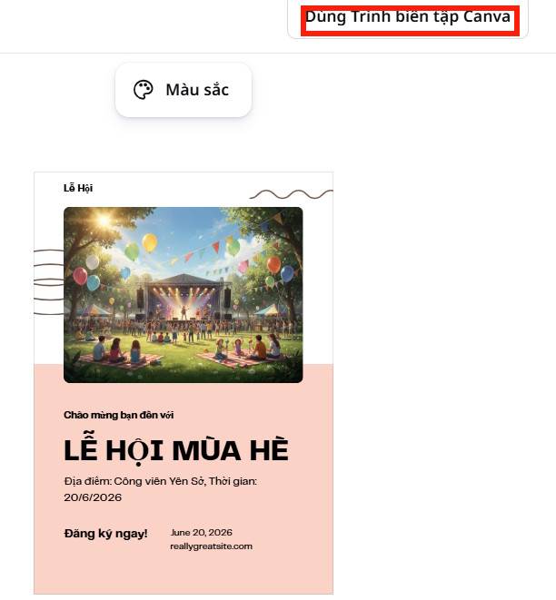 Chỉnh sửa poster trên Canva AI