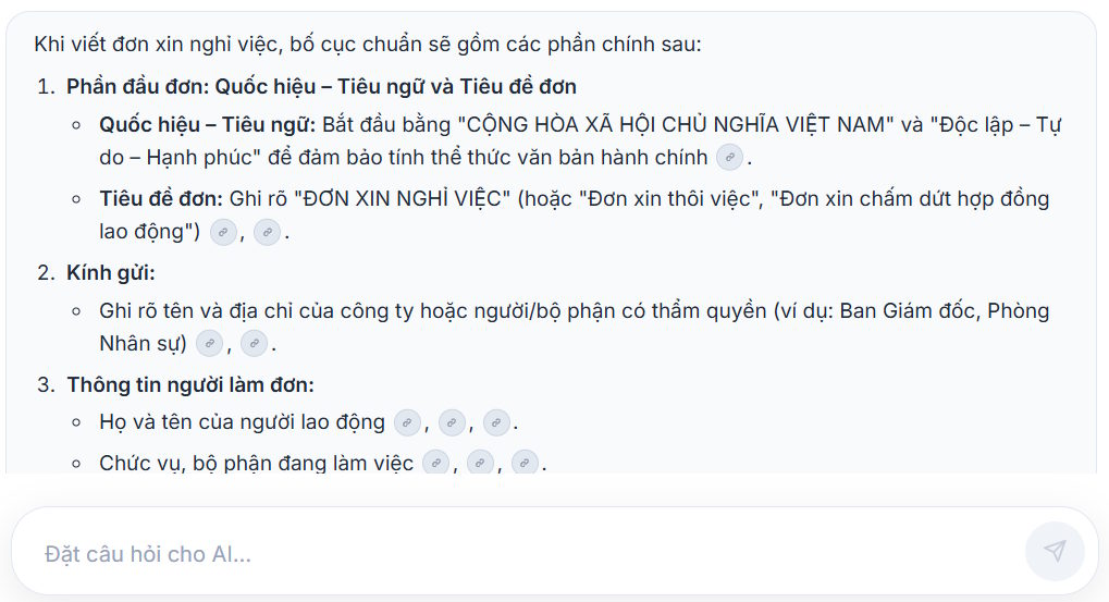 Phản hồi từ Trợ lý hành chính AI