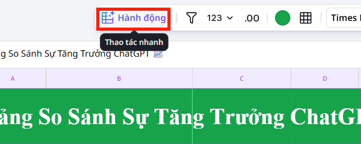 Xử lý bảng dữ liệu Canva Sheets