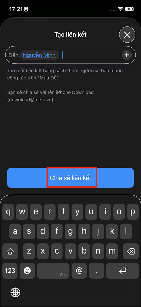 Gửi link chia sẻ