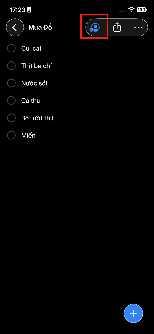 Danh sách lời nhắc đã chia sẻ