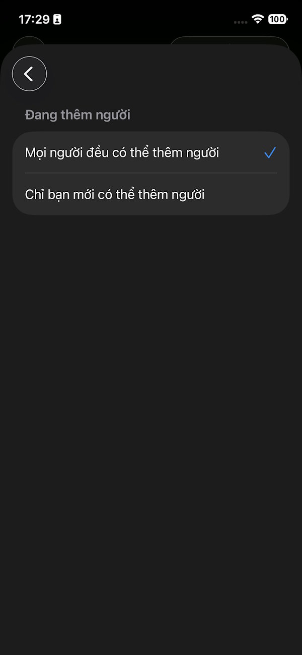 Ché độ thêm người chia sẻ