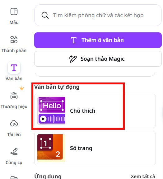 Chú thích video cho Canva