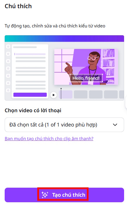 Tạo chú thích video bằng Canva