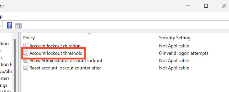 Account Lockout threshold
