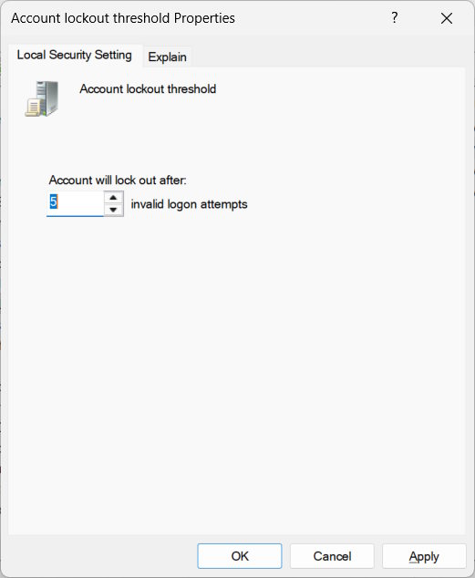 Đổi số lần đăng nhập Windows không thành công qua Group Policy Editor