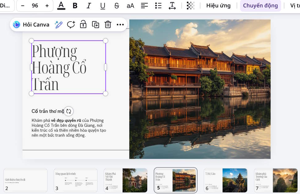 Chỉnh sửa slide Canva