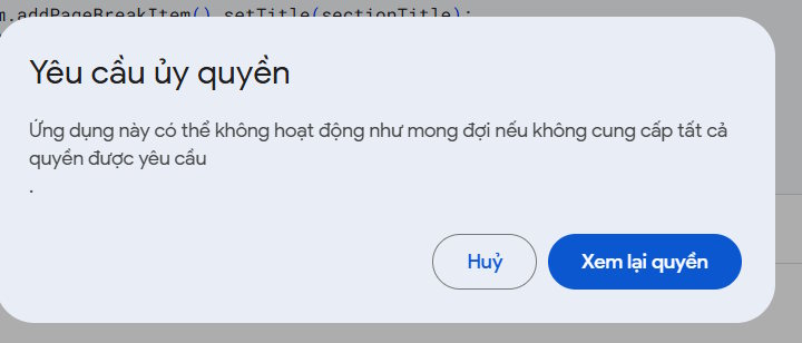Cấp quyền Google Form chấm điểm