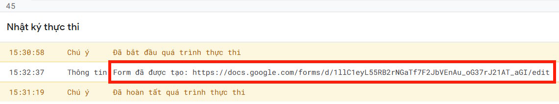 Link Google Form chấm điểm