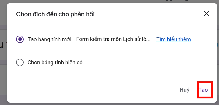 Tạo trang tính mới