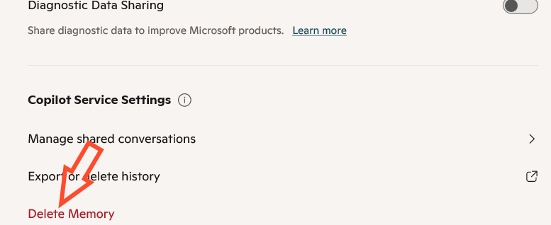 Delete Memory Copilot