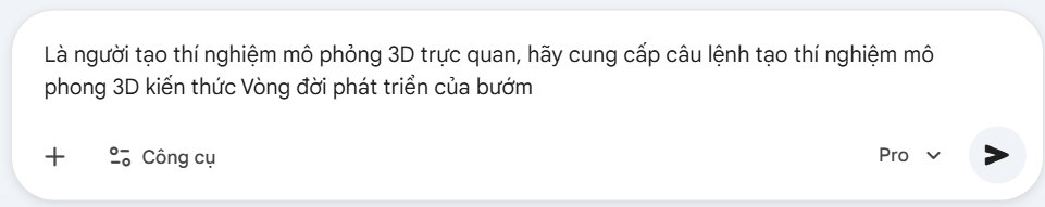 Nhập lệnh triển khai mô hình thí nghiệm 3D trên Gemini