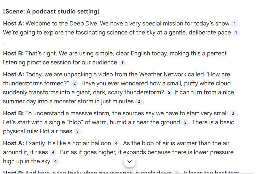 Nội dung từ âm thanh trên NotebookLM