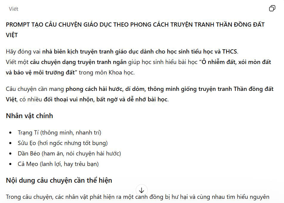 Lệnh chuyển nội dung thành truyện tranh ChatGPT