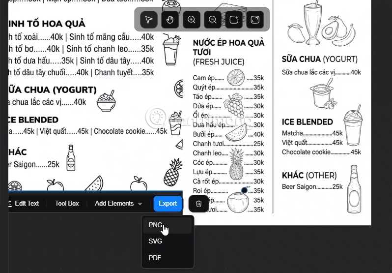 tạo menu quán ăn bằng genspark AI