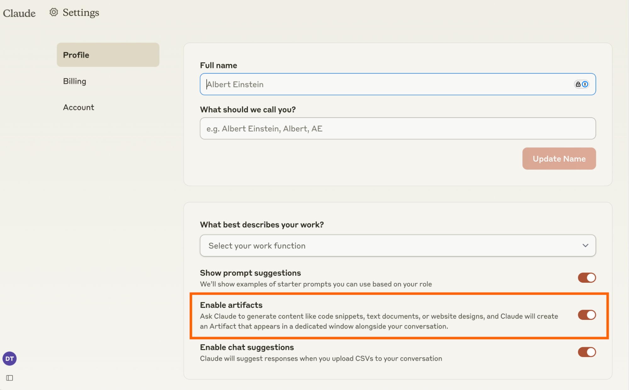 Ví dụ minh họa cách Claude tạo ra một Artifact