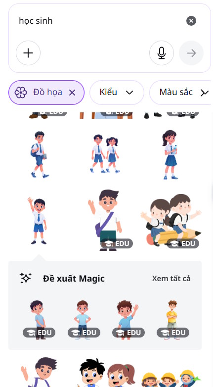 Thêm hình mình họa phiếu bài tập trên Canva 