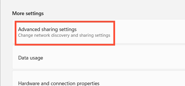 Advanced sharing settings