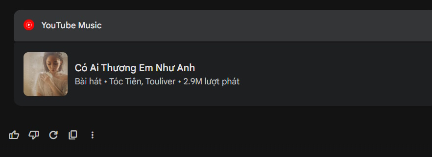 Bài hát trên YouTube Music Gemini