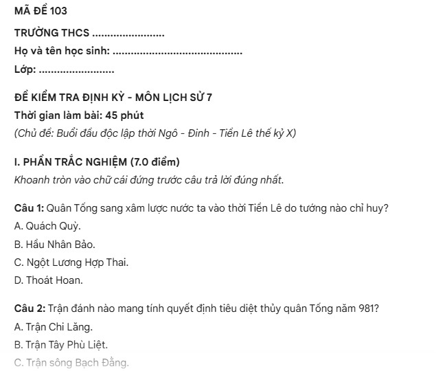 Prompt tạo mã đề khác nhau