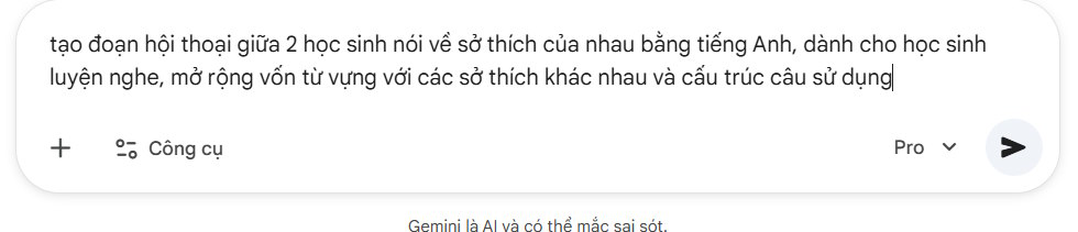 Lệnh tạo hội thoại trên Gemini