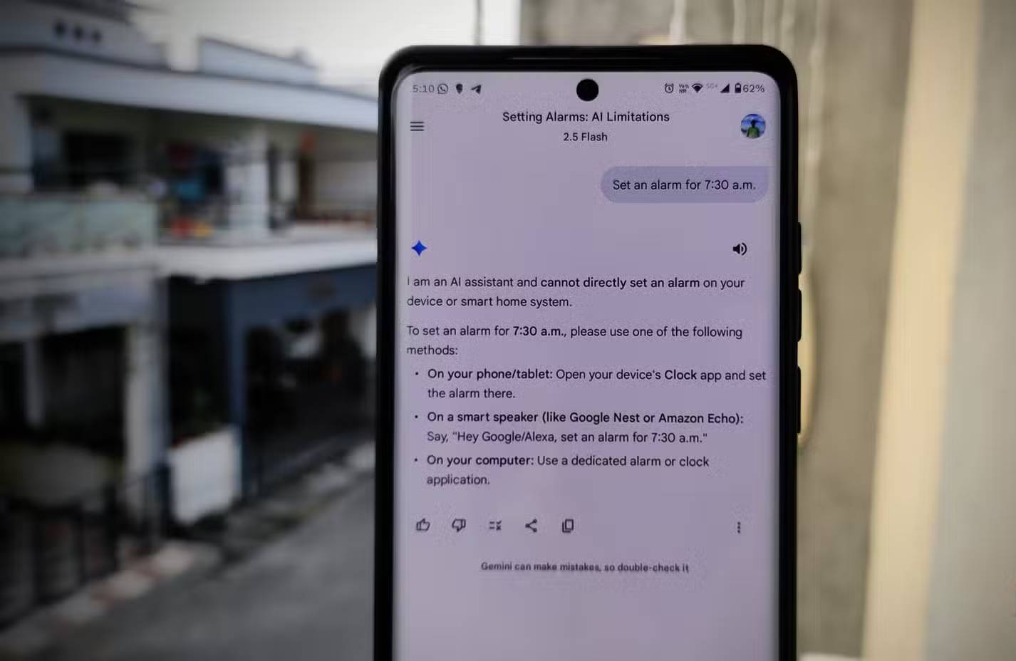 Gemini không thể phản hồi yêu cầu của người dùng