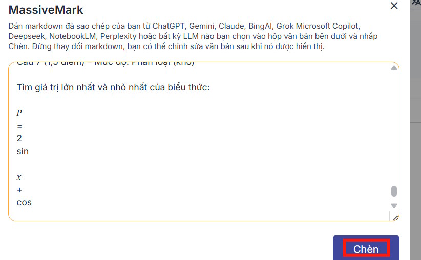 Paste nội dung markdown vào Bibcit