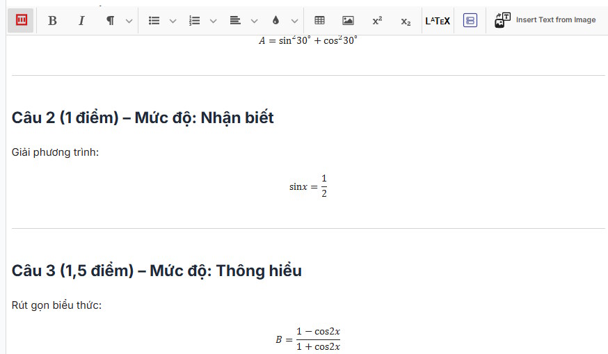 Nội dung công thức giữ nguyên định dạng