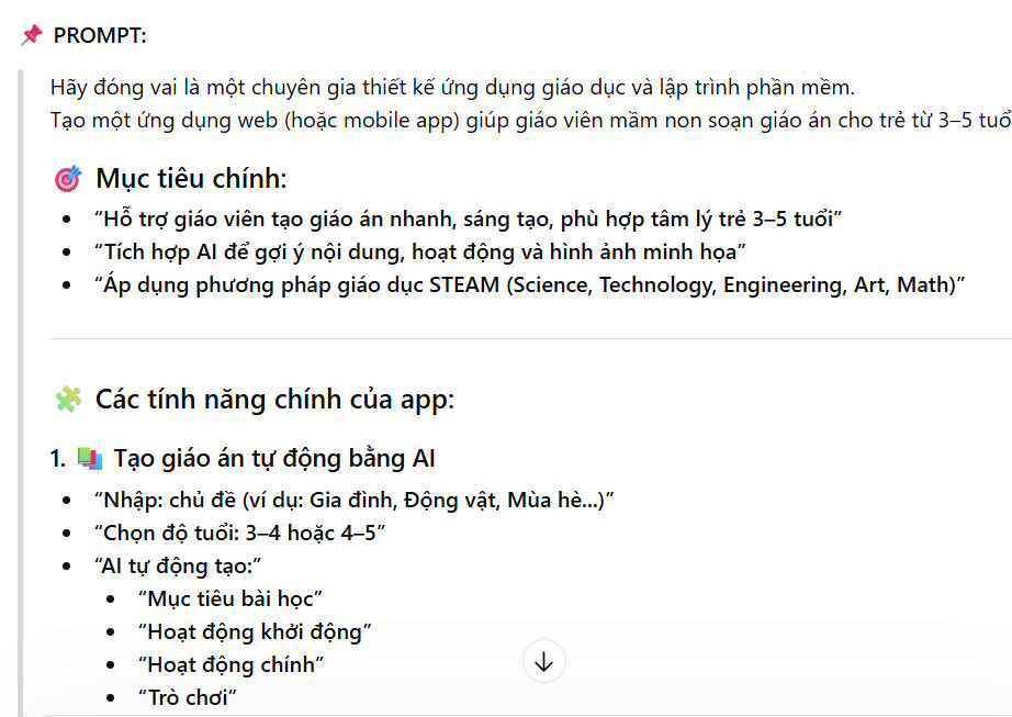 Prompt tạo app soạn giáo án trên ChatGPT