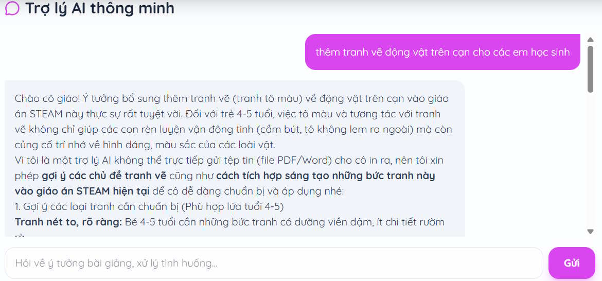 Trợ lý AI trên app soạn giáo án