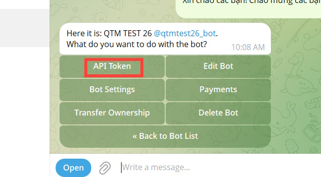 Lấy dãy token bot Telegram