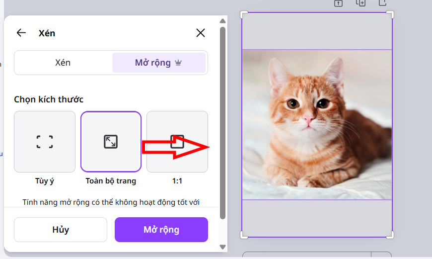 Mở rộng ảnh toàn bộ trang trên Canva 