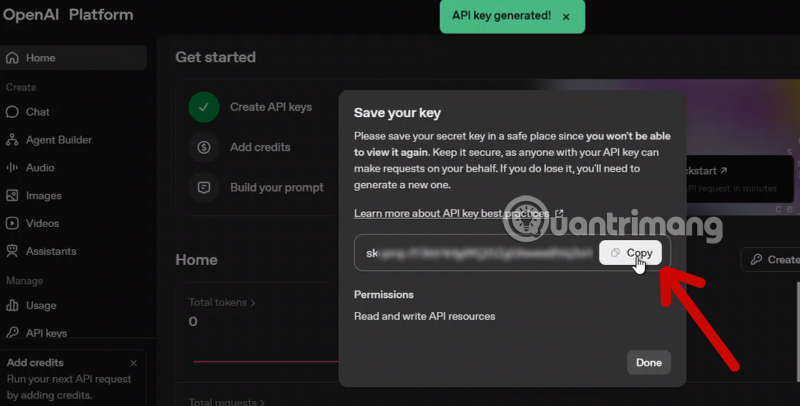 tạo api keys chatgpt