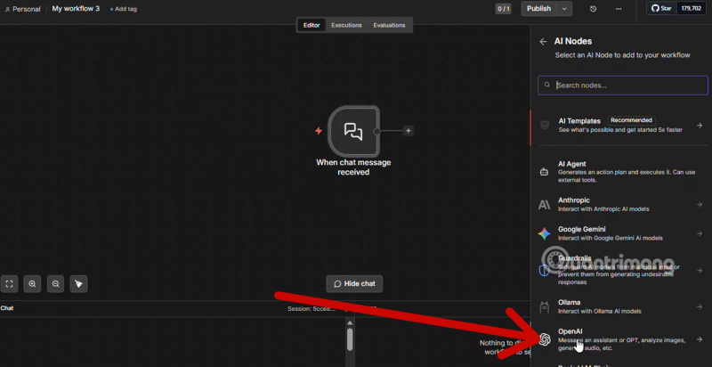 cách thêm node chatgpt vào n8n