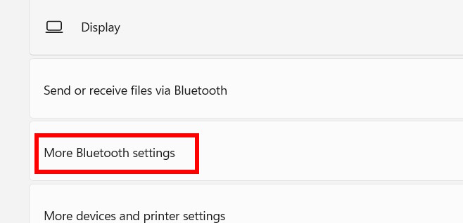 More Bluetooth settings Windows