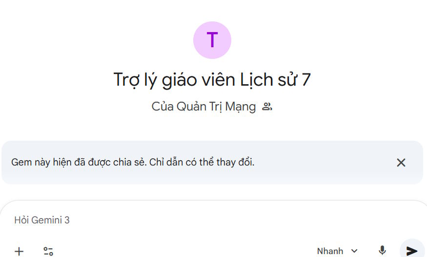 Trợ lý chia sẻ trên Gemini