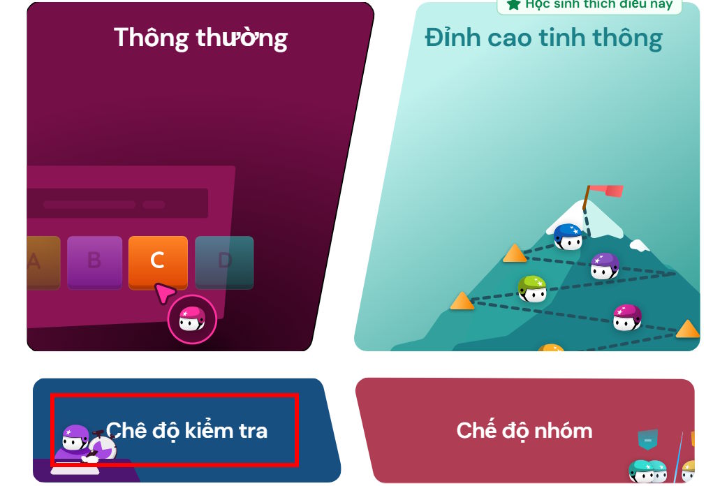 Chế độ kiểm tra trên Wayground