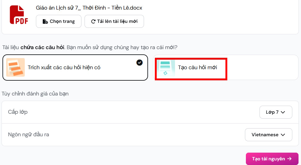 Tạo câu hỏi quizizz trên Wayground