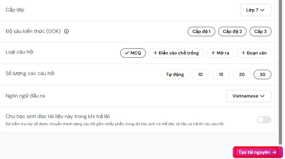 Chỉnh bộ câu hỏi tạo trên Wayground