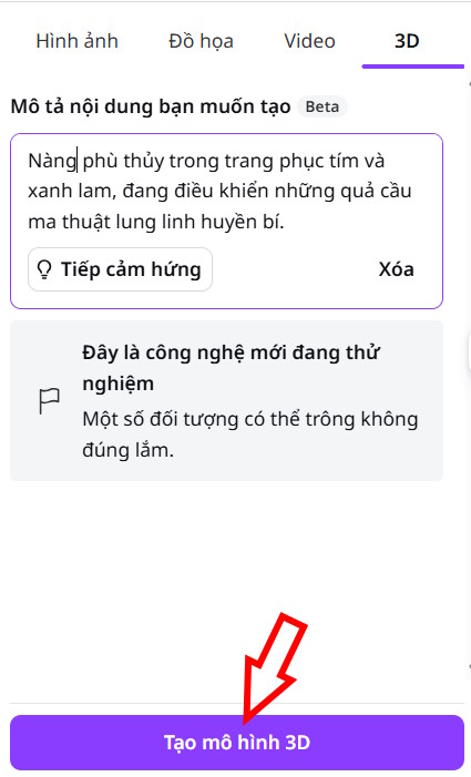 Mô tả thiết kế 3D cần tạo trên Canva 