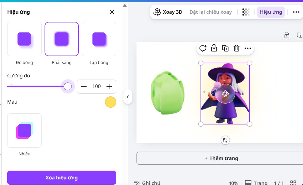 Hiệu ứng cho thiết kế 3D trên Canva 