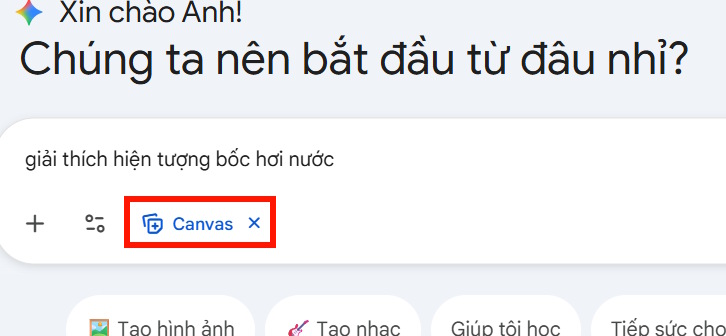 Chế độ Canvas trên Gemini 