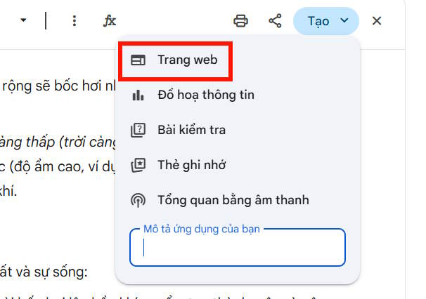 Tạo ứng dụng minh họa bằng Canvas trên Gemini 