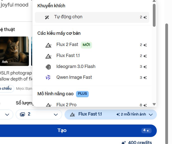 Kích thước ảnh AI trên Gamma Imagine