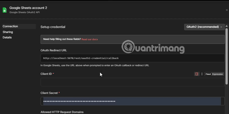 cách thêm google sheets vào n8n