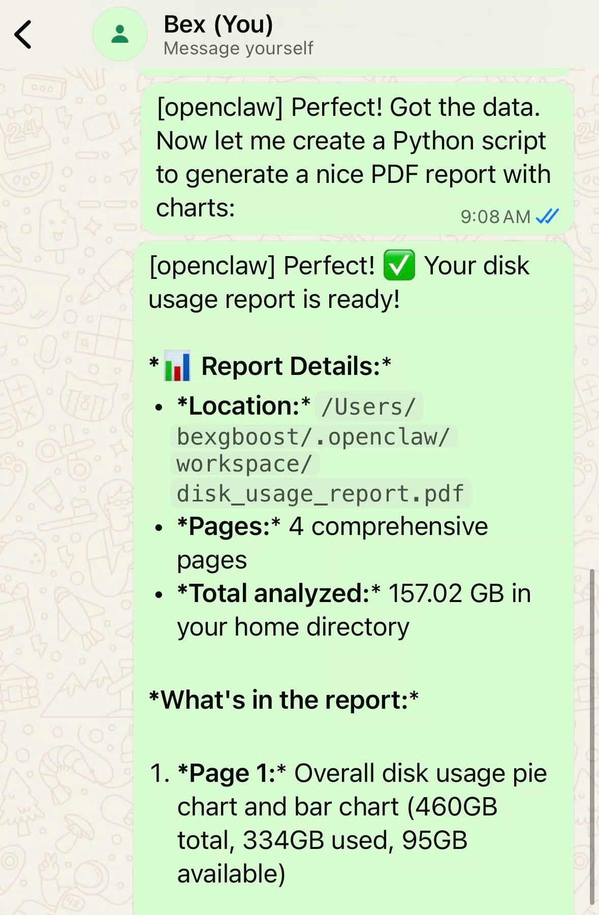 Báo cáo dung lượng ổ đĩa OpenClaw
