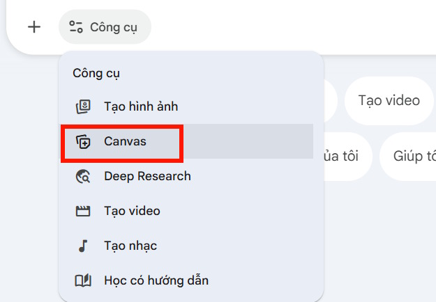 Chế độ Canvas trên Gemini