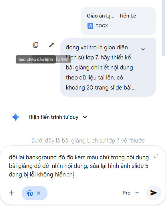 Lệnh chỉnh sửa slide