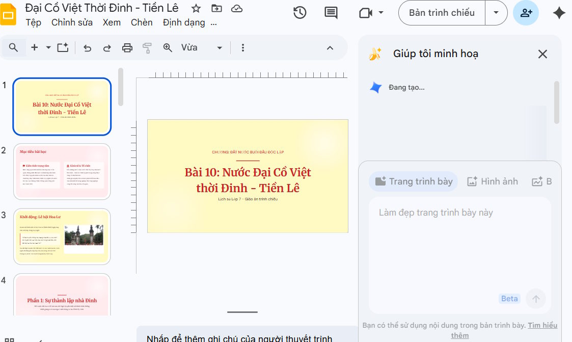 Chỉnh sửa slide bằng Gemini